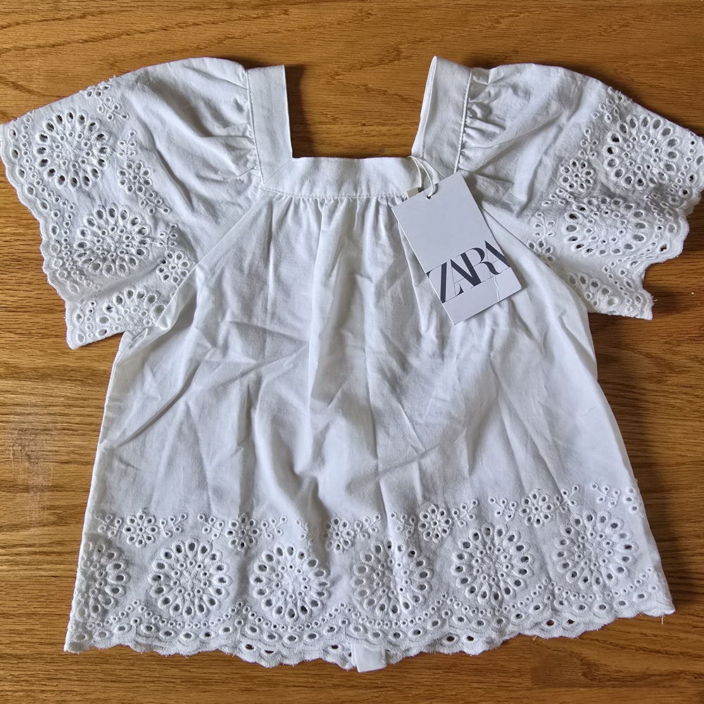 Zara Kids White Eyelet Blouse